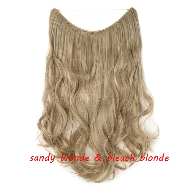 20 inch Invisible Wire No Clip One Piece Halo Hair Extension flip in false hair  for women