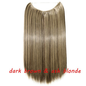 20 inch Invisible Wire No Clip One Piece Halo Hair Extension flip in false hair  for women