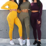 Women Seamless Yoga Sets Workout  Sport Suit Gym Clothing 2 Pieces