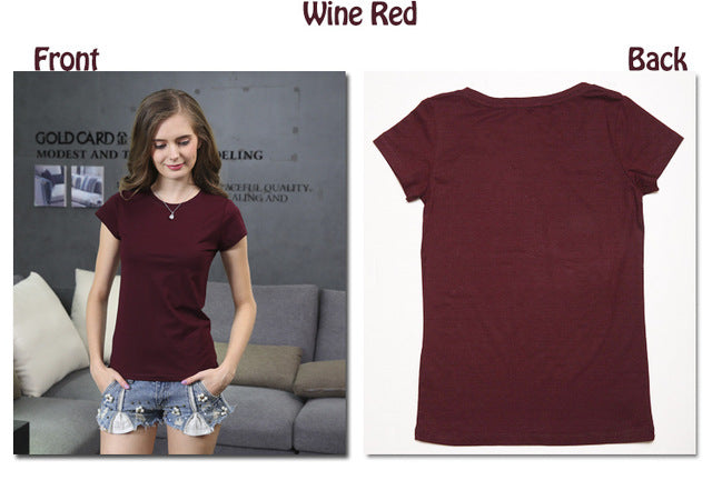 High Quality 18 Color S-3XL Plain Women T-Shirt Cotton Elastic Basic