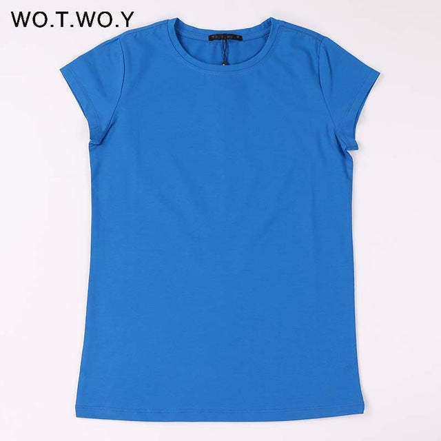 High Quality 18 Color S-3XL Plain Women T-Shirt Cotton Elastic Basic