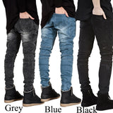 Men Jeans Runway Slim Racer Biker Fashion Hiphop Skinny Pants