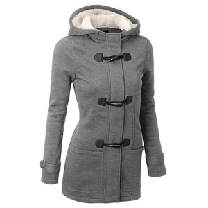 Women Causal Coat  New Spring Autumn  Overcoat for Female Hooded Zipper Horn Button Outwear Jacket Casaco Feminino