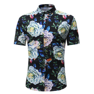 Men Shirt Summer Style Palm Tree Print Beach Hawaiian