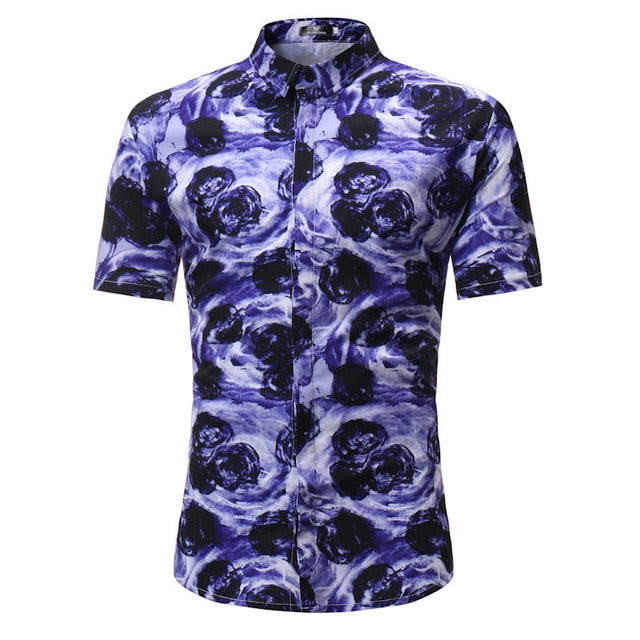 Men Shirt Summer Style Palm Tree Print Beach Hawaiian