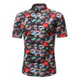 Men Shirt Summer Style Palm Tree Print Beach Hawaiian