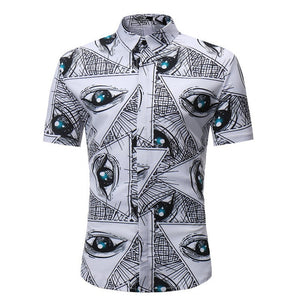 Men Shirt Summer Style Palm Tree Print Beach Hawaiian