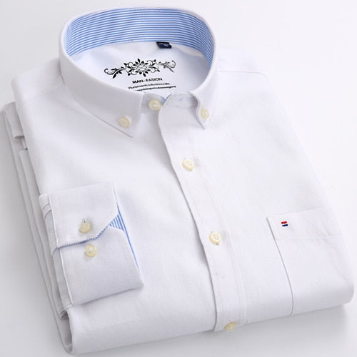 Mens Long Sleeve Solid Oxford Dress Shirt