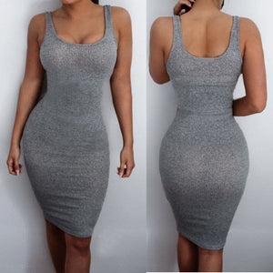 Hot Sale women Package Hip Dress Bandage Bodycon Mini Dress High Waist Slim Solid Gray Casual Dress