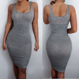 Hot Sale women Package Hip Dress Bandage Bodycon Mini Dress High Waist Slim Solid Gray Casual Dress