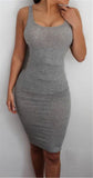 Hot Sale women Package Hip Dress Bandage Bodycon Mini Dress High Waist Slim Solid Gray Casual Dress