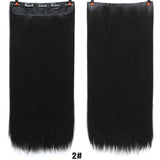 Hair 24'' Long Straight Women Clip in Hair Extensions Black Brown High Tempreture Synthetic Hair Piece