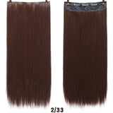 Hair 24'' Long Straight Women Clip in Hair Extensions Black Brown High Tempreture Synthetic Hair Piece