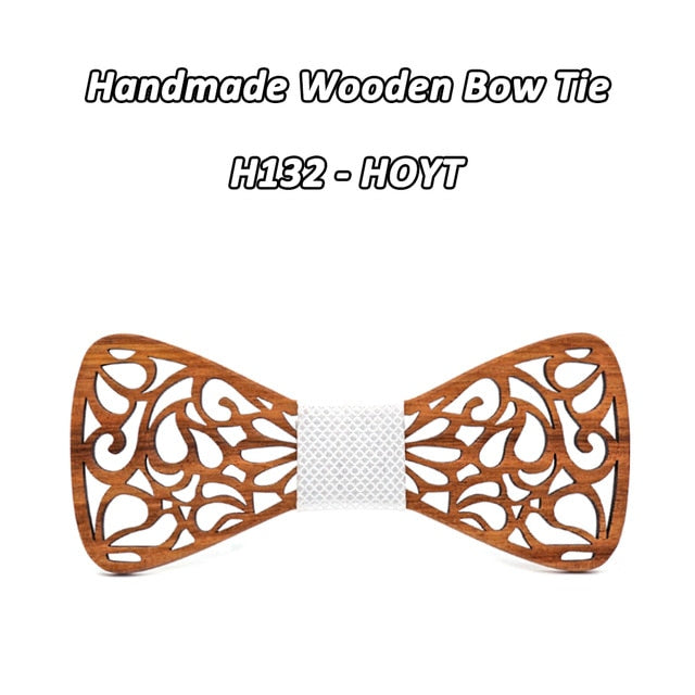 New Floral Bow Ties for Men Hollow Butterflies Wedding suit Wooden Slim tie