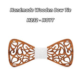 New Floral Bow Ties for Men Hollow Butterflies Wedding suit Wooden Slim tie