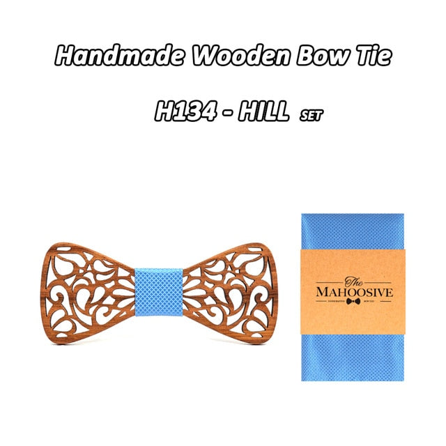 New Floral Bow Ties for Men Hollow Butterflies Wedding suit Wooden Slim tie