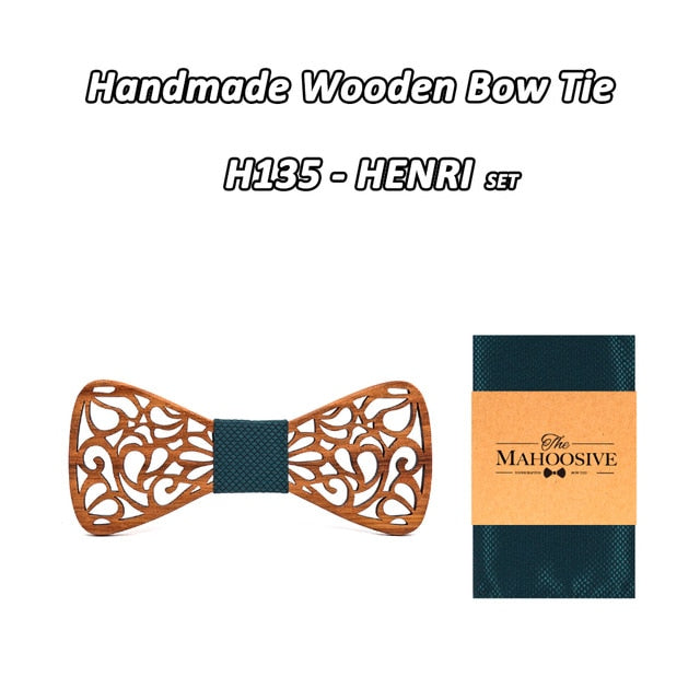 New Floral Bow Ties for Men Hollow Butterflies Wedding suit Wooden Slim tie