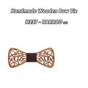 New Floral Bow Ties for Men Hollow Butterflies Wedding suit Wooden Slim tie