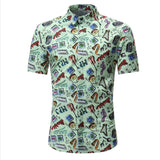 Men Shirt Summer Style Palm Tree Print Beach Hawaiian