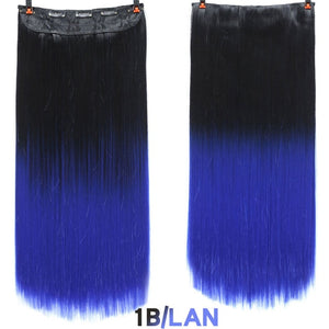 Hair 24'' Long Straight Women Clip in Hair Extensions Black Brown High Tempreture Synthetic Hair Piece