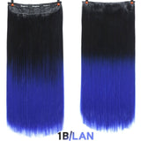 Hair 24'' Long Straight Women Clip in Hair Extensions Black Brown High Tempreture Synthetic Hair Piece