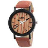 Fashion Luxury Imitation Wood Grain Watch for Men & Women Simple Casual Leather Clocks Couple Sports Quartz Wristwatch