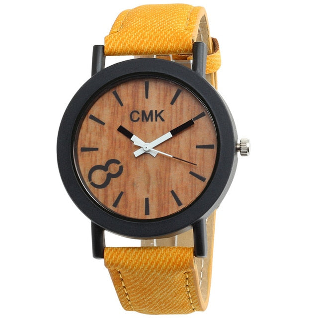 Fashion Luxury Imitation Wood Grain Watch for Men & Women Simple Casual Leather Clocks Couple Sports Quartz Wristwatch