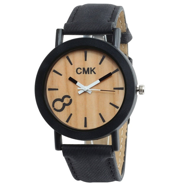 Fashion Luxury Imitation Wood Grain Watch for Men & Women Simple Casual Leather Clocks Couple Sports Quartz Wristwatch