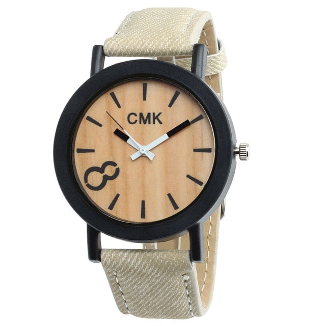 Fashion Luxury Imitation Wood Grain Watch for Men & Women Simple Casual Leather Clocks Couple Sports Quartz Wristwatch