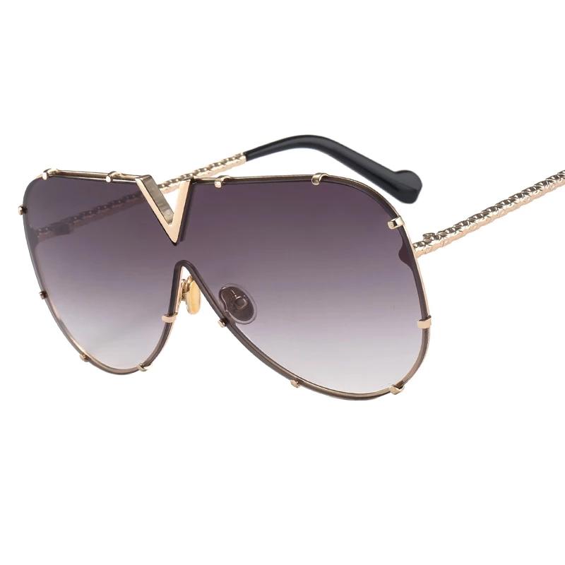 Brand Designer Metal Frame Oversized Sunglasses