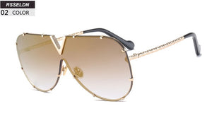 Brand Designer Metal Frame Oversized Sunglasses