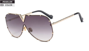 Brand Designer Metal Frame Oversized Sunglasses