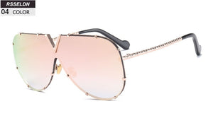 Brand Designer Metal Frame Oversized Sunglasses