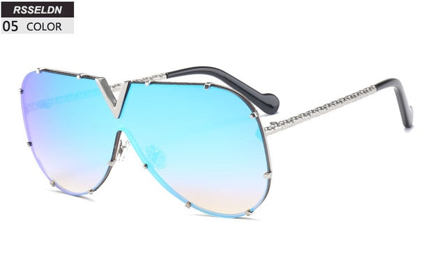 Brand Designer Metal Frame Oversized Sunglasses