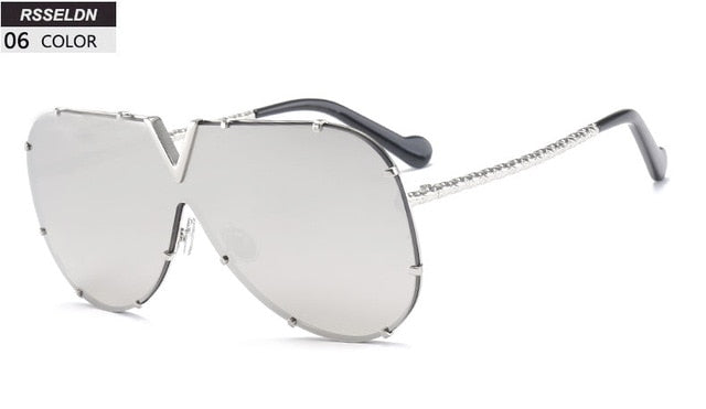 Brand Designer Metal Frame Oversized Sunglasses