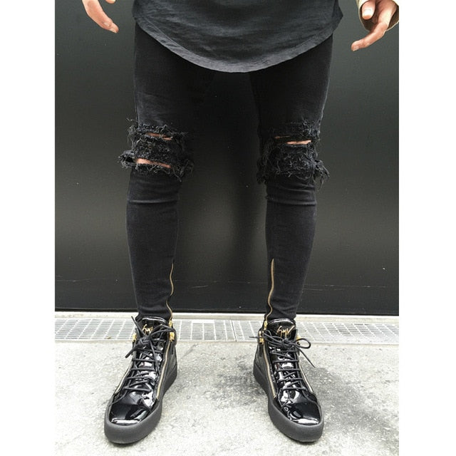 Hip Hop Skinny Motorcycle Denim Pants