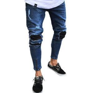 Hip Hop Skinny Motorcycle Denim Pants