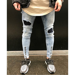 Hip Hop Skinny Motorcycle Denim Pants