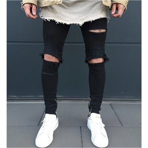 Hip Hop Skinny Motorcycle Denim Pants