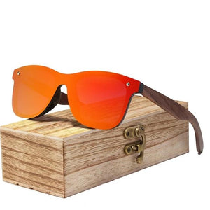 Mens Polarized Walnut Wood Mirror Lens Sun Glasses