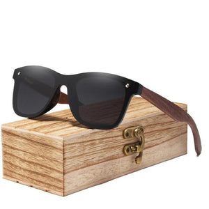 Mens Polarized Walnut Wood Mirror Lens Sun Glasses