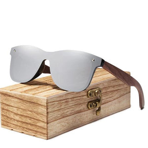 Mens Polarized Walnut Wood Mirror Lens Sun Glasses