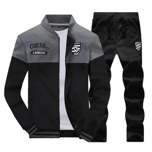 New Casual Tracksuit Men Autumn Zipper Jackets+Pants 2 Pieces Sets Male Slim Fit Sportswear Brand Fashion Men's Solid Set