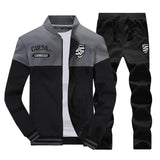 New Casual Tracksuit Men Autumn Zipper Jackets+Pants 2 Pieces Sets Male Slim Fit Sportswear Brand Fashion Men's Solid Set