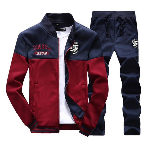 New Casual Tracksuit Men Autumn Zipper Jackets+Pants 2 Pieces Sets Male Slim Fit Sportswear Brand Fashion Men's Solid Set