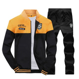 New Casual Tracksuit Men Autumn Zipper Jackets+Pants 2 Pieces Sets Male Slim Fit Sportswear Brand Fashion Men's Solid Set