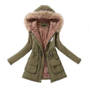 Womens Autumn Winter Military Hooded Coat