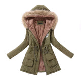 Womens Autumn Winter Military Hooded Coat