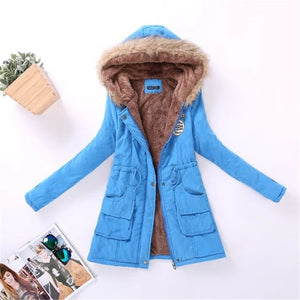 Womens Autumn Winter Military Hooded Coat