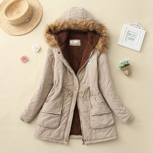 Womens Autumn Winter Military Hooded Coat